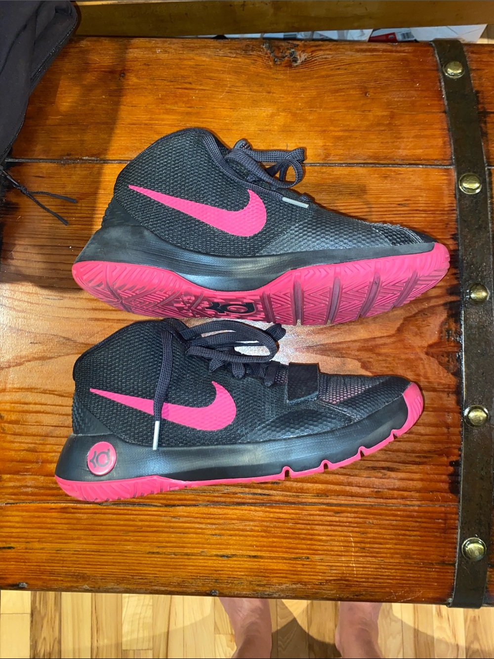 Nike Youth KD Black and Pink Basketball Sneakers